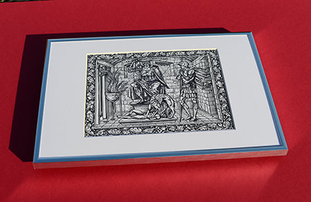 Set of 6 x A4 Kelmscott Chaucer Prints; Knight's Tale; 6 A4 Prints in A3 silver border Frames