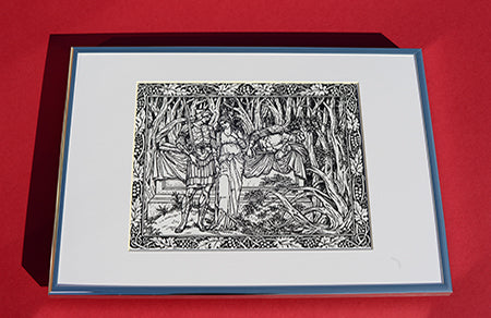 Set of 6 x A4 Kelmscott Chaucer Prints; Knight's Tale; 6 A4 Prints in A3 silver border Frames