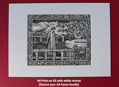 A4 Kelmscott Chaucer Prints; Frontispiece;  A4 Print in A3 artic white mount ready to frame