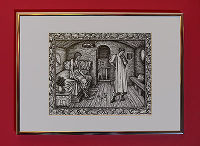 Set of 3 A4 Kelmscott Chaucer Prints; Tale of the Wife of Bath; 3 A4 Prints in A3 silver border frames