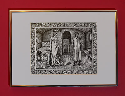 Set of 3 A4 Kelmscott Chaucer Prints; Tale of the Wife of Bath; 3 A4 Prints in A3 silver border frames